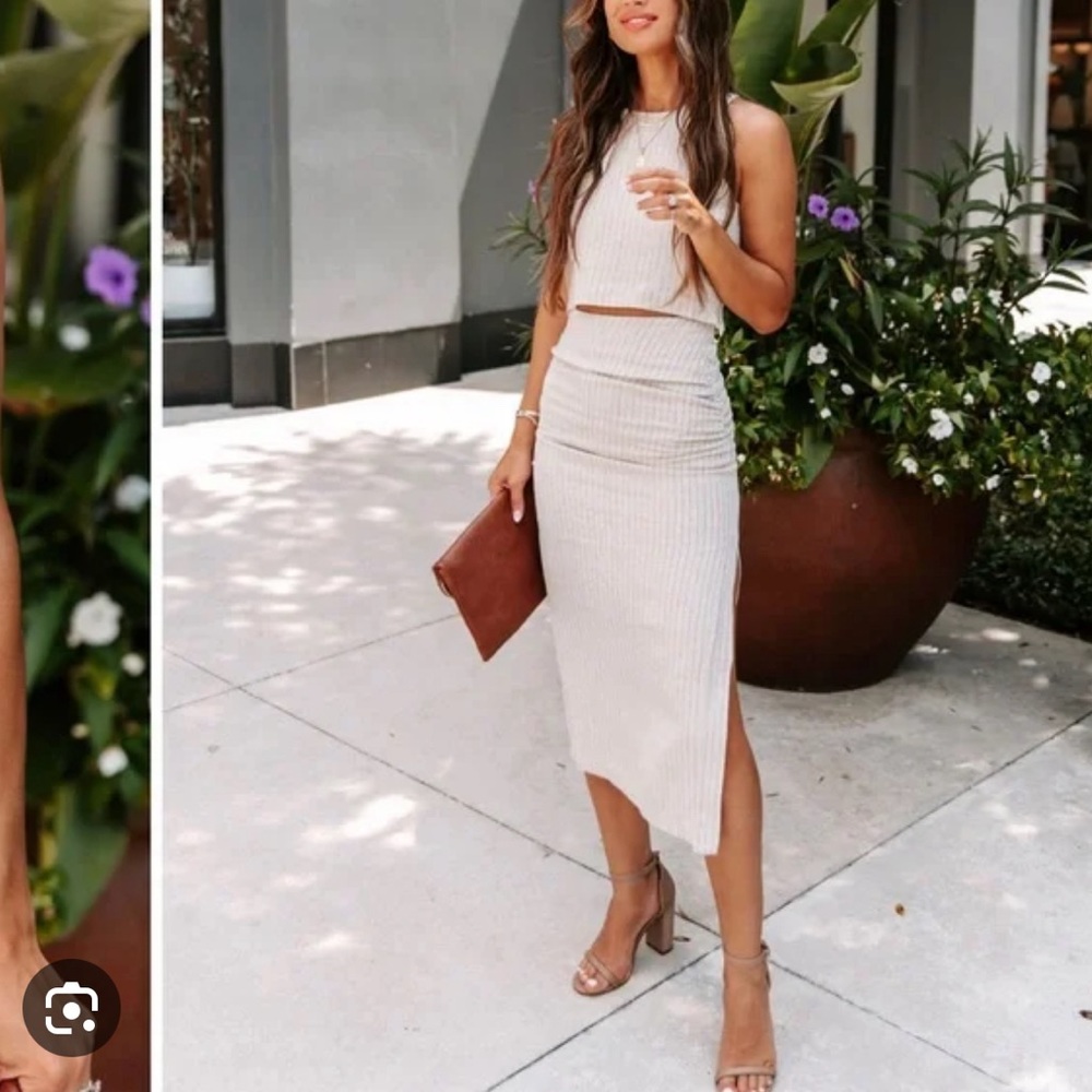 Vici Linen Stripe Set - Top and Skirt
